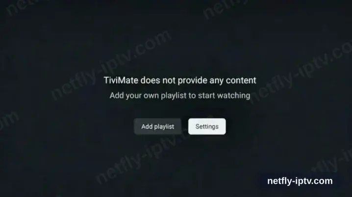 TiviMate ouvert avec l'option Add playlist