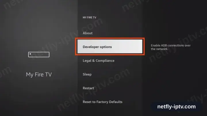 My Fire TV menu now showing Developer options