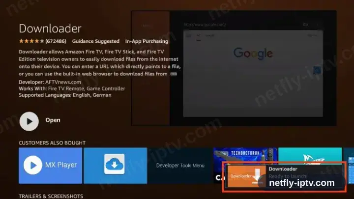 Fire TV notification that Downloader has finished installing