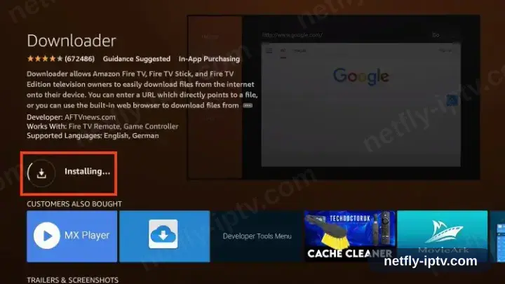 Downloader app downloading on Fire TV