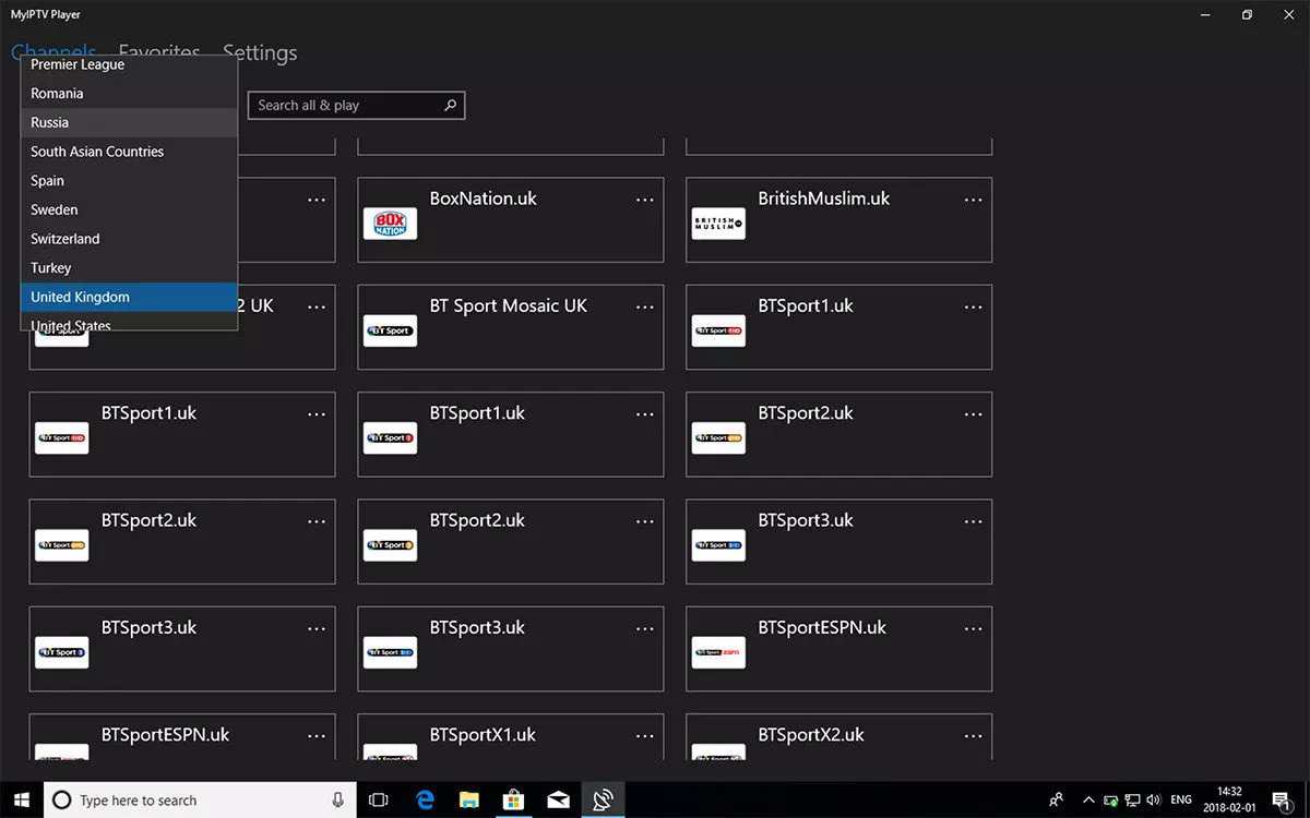 Windows IPTV Application Countries